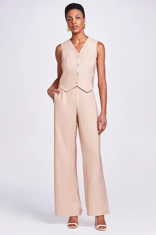 Calça Pantalona em Viscose com Cinto Alfaiataria Feminina CPP4995