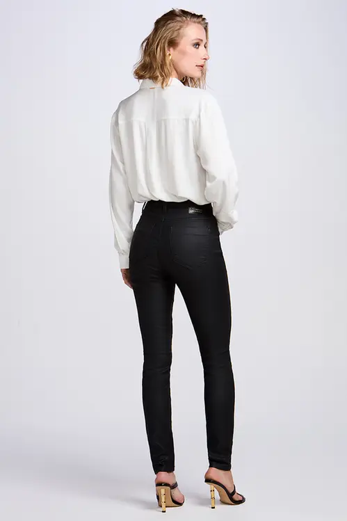 Calça Sarja Resinada Skinny Eleni Feminina CLE5249
