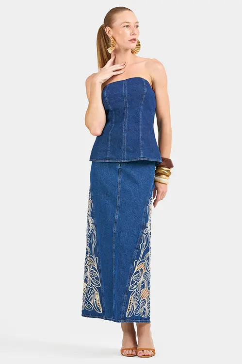 Saia Jeans Hiper Midi SJ5443