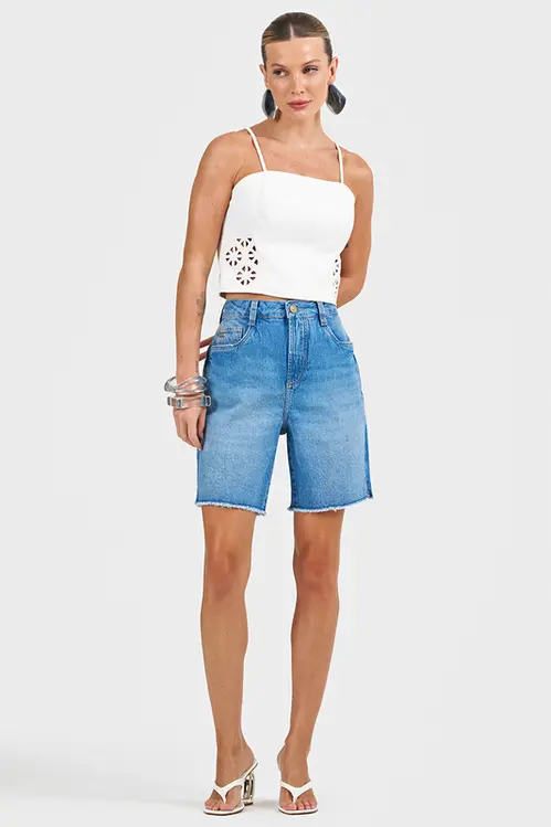 Top em Material Sintetico com Bordados Feminino WP5211