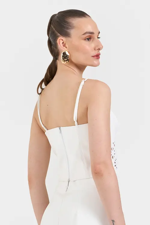 Top em Material Sintetico com Bordados Feminino WP5211