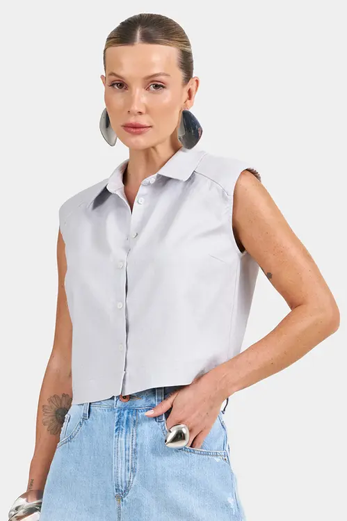 Camisa Regata de Linho com Elastano Feminina YP5421