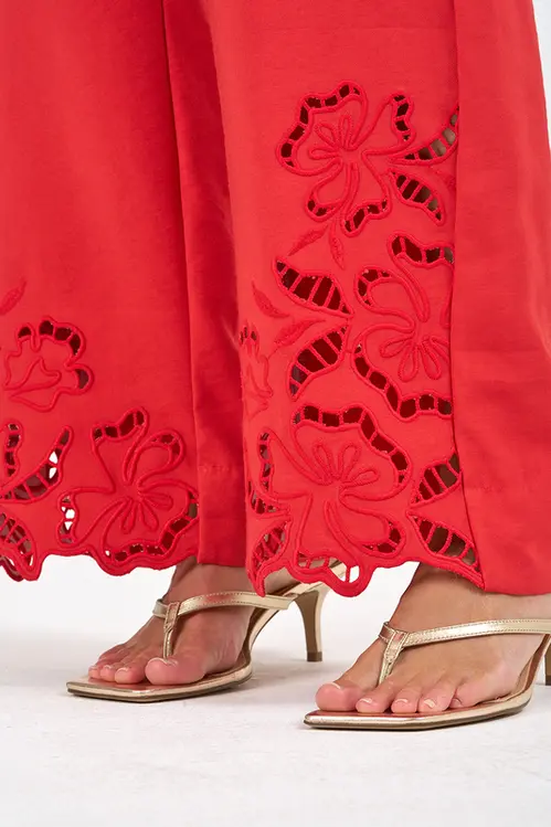 Calça Wide Leg com Bordados Feminina CPP5463