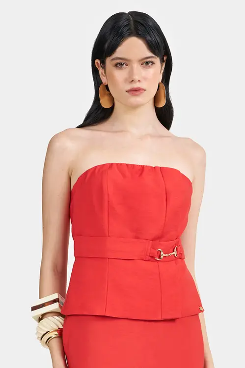 Top sem Alça Feminina WP5581 Vermelho