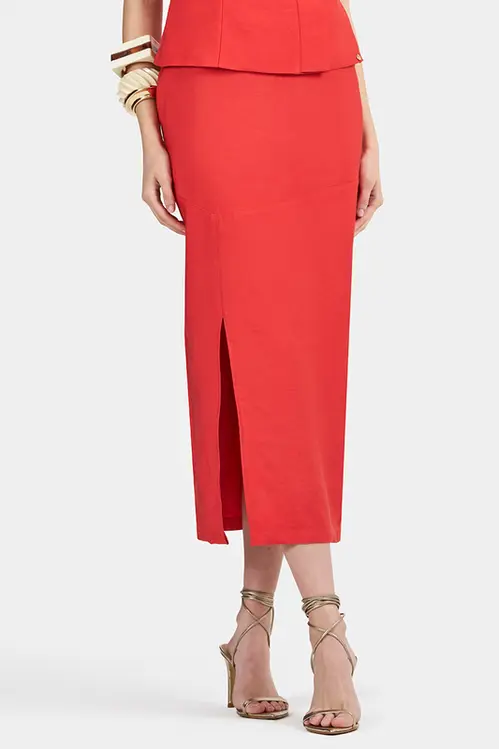 Saia Midi de Viscose Sarjada Feminina SP5401