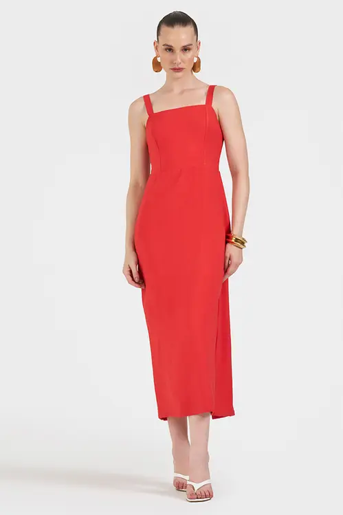 Vestido Midi de Viscose Sarjada Feminina VP5485