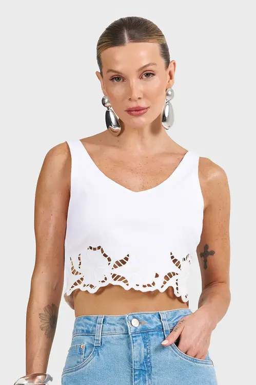 Top de Linho Bordado Feminino WP5461