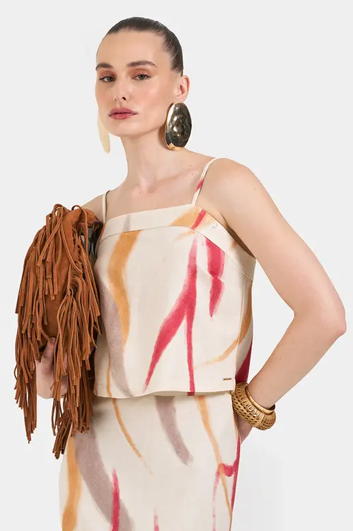 Regata Estampada em Linho Feminina RP5589