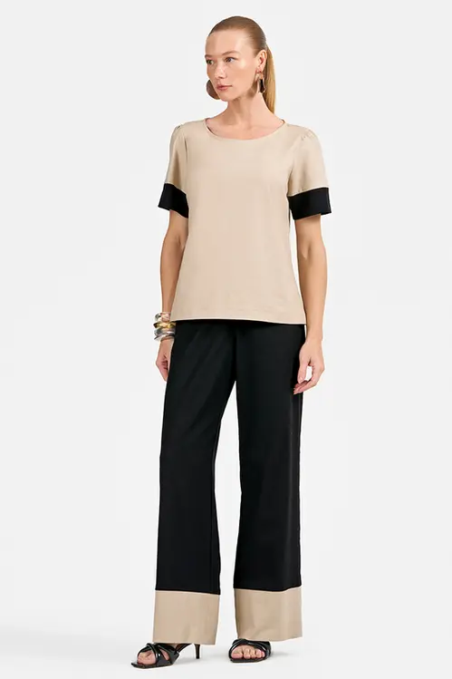 Blusa de Linho Bicolor Feminno BP5545