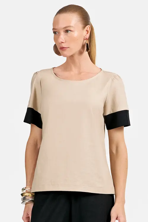 Blusa de Linho Bicolor Feminno BP5545