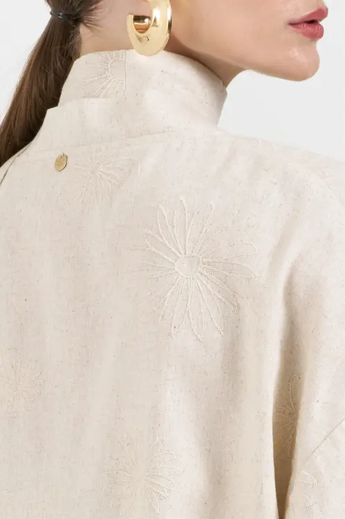 Kimono de Linho Bordado Feminino KP5319