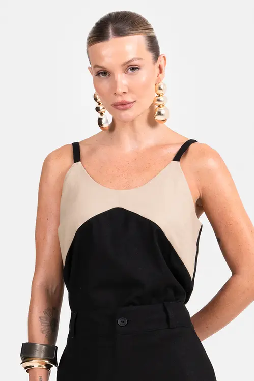 Regata de Linho Bicolor Femino RP5537