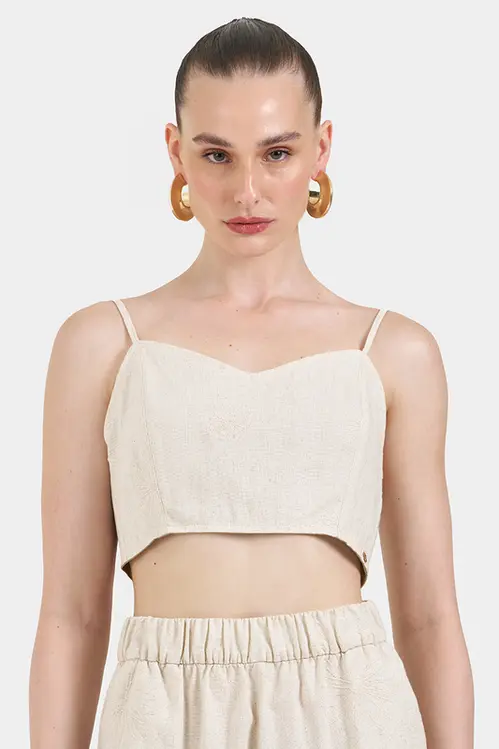 Top de Linho Bordado Feminino WP5479