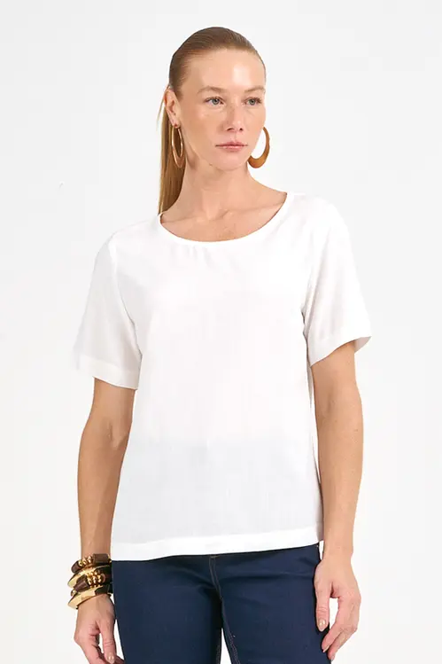 Blusa de Viscose Básica Feminina BP5621 Off White