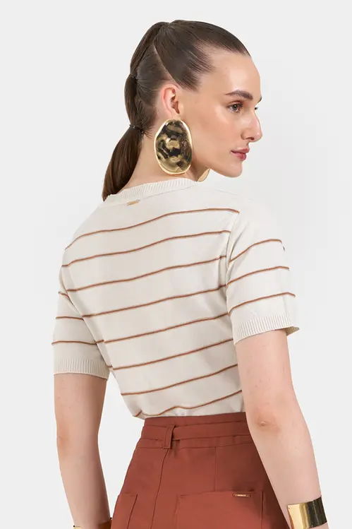 Blusa em Tricot Listrada Feminina BM5327