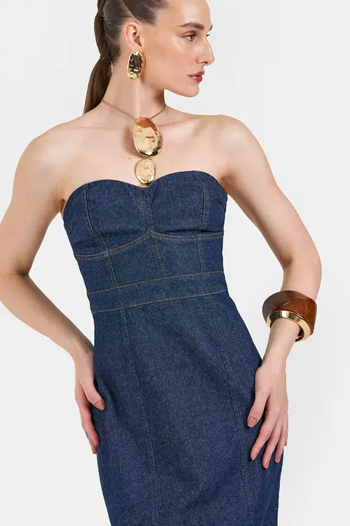 Vestido Jeans Hiper Midi VL5507