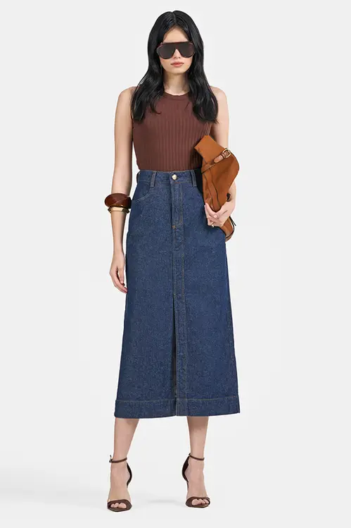 Saia Jeans Super Midi Feminina SL5509