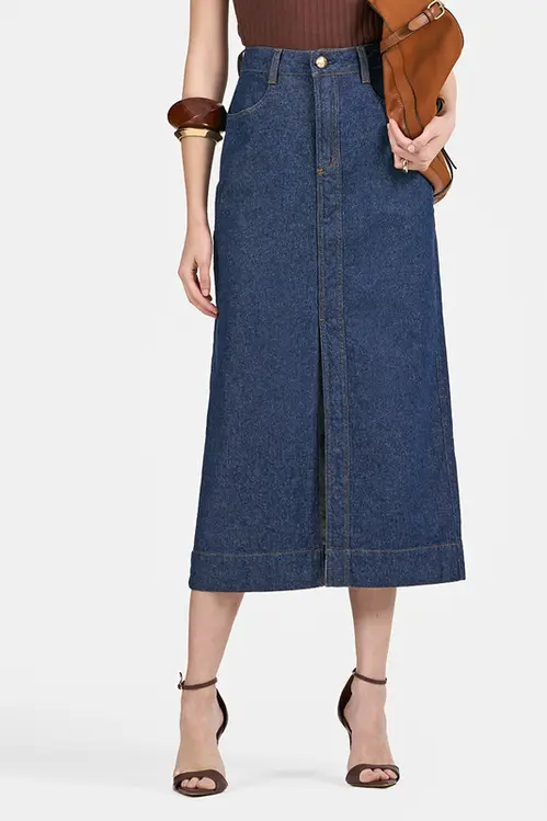 Saia Jeans Super Midi Feminina SL5509