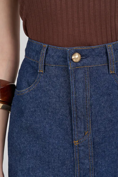 Saia Jeans Super Midi Feminina SL5509