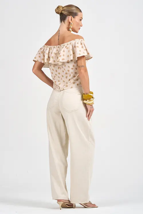 Calça em Sarja e Linho Barrel Julia Feminina CSM5613