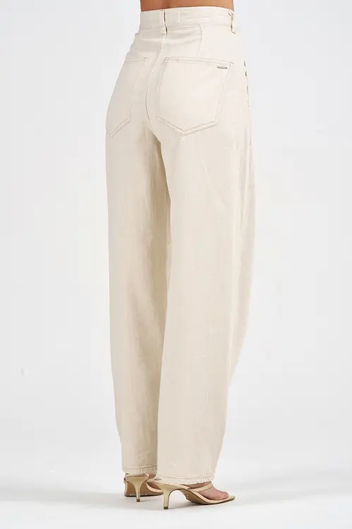 Calça em Sarja e Linho Barrel Julia Feminina CSM5613