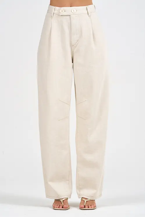 Calça em Sarja e Linho Barrel Julia Feminina CSM5613