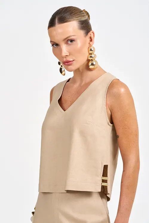 Regata de Linho Feminina RP5279 Chino 