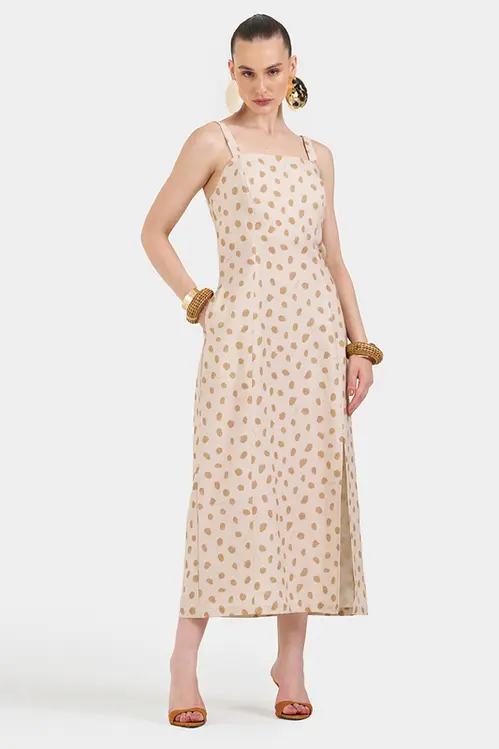 Vestido Regata de Linho Estampado Feminino VP5691