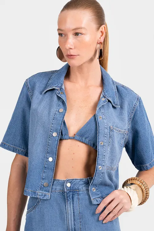 Camisa Jeans Curta Feminina CA5315