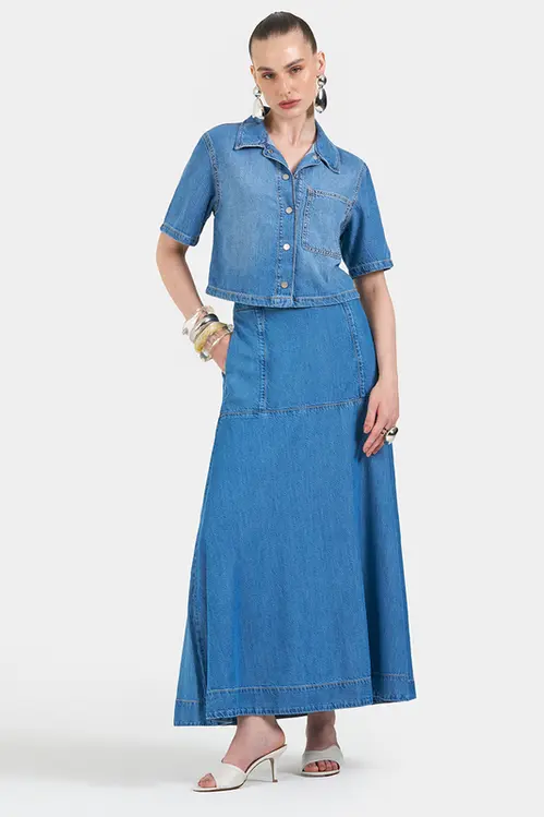 Camisa Jeans Curta Feminina CA5315