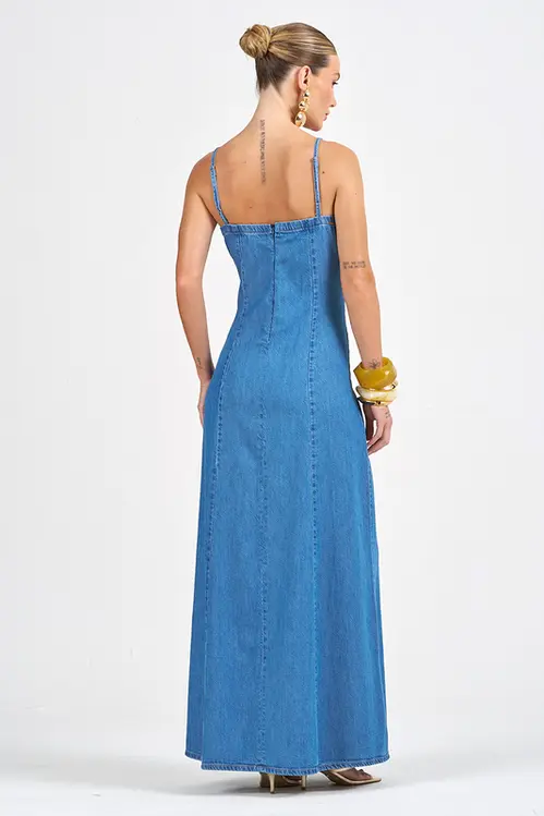 Vestido Jeans Touch Longo Feminino VJ5569