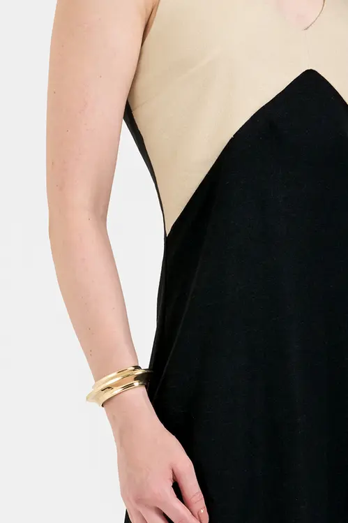 Vestido de Linho Midi Bicolor Feminino VP5533