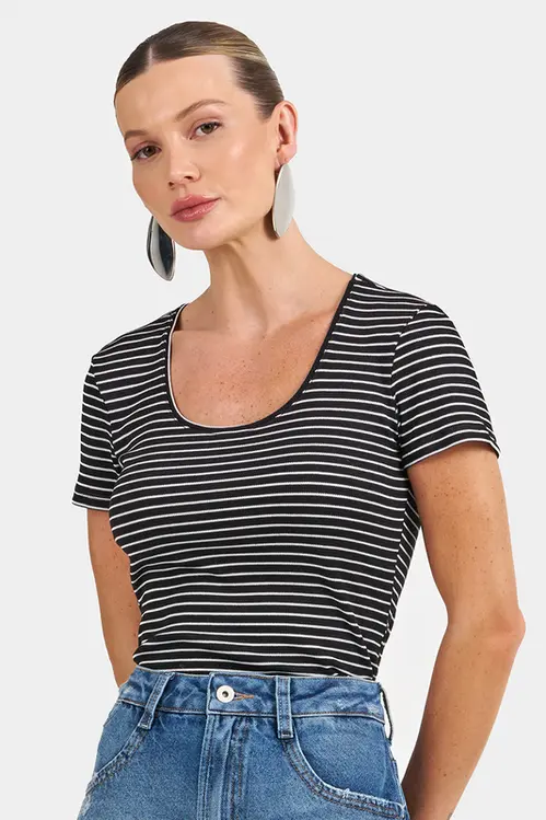 Blusa de Malha Listrada Feminina BM5683