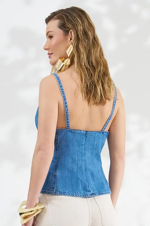 Blusa Jeans com Liocel com Alça Feminina BJ5789