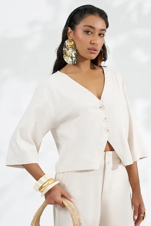 Camisa Over em Linho Alfaiataria Feminina YP5759