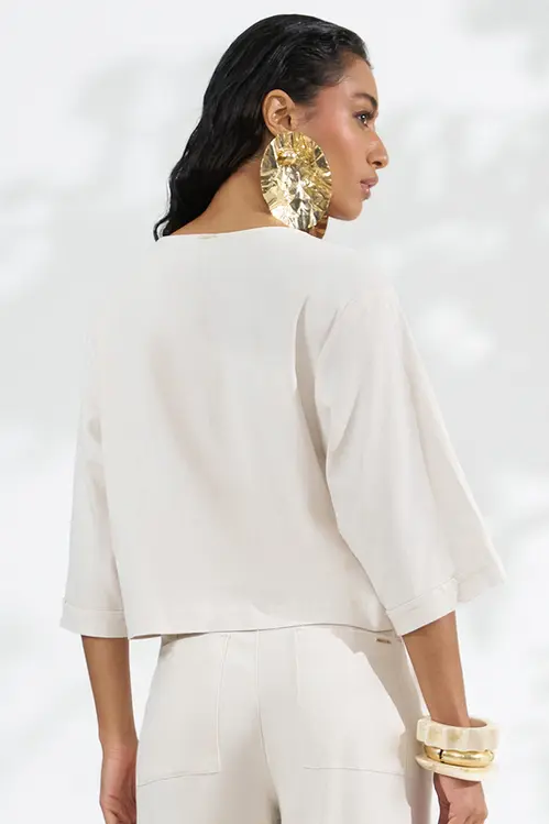 Camisa Over em Linho Alfaiataria Feminina YP5759