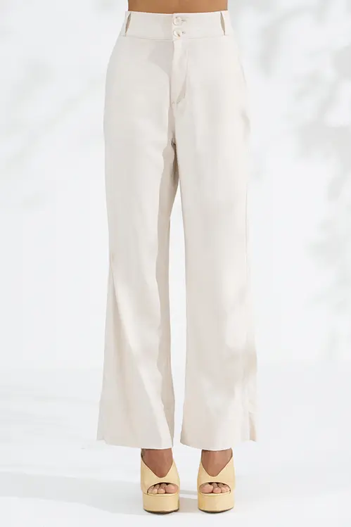 Calça em Linho Wide Leg Alfaiataria Feminina CPP5763