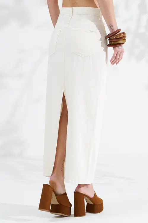 Saia Sarja com Linho Hiper Midi Feminina SS5747