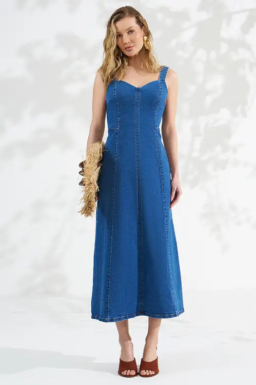 Vestido Jeans Super Midi Feminino VL5785