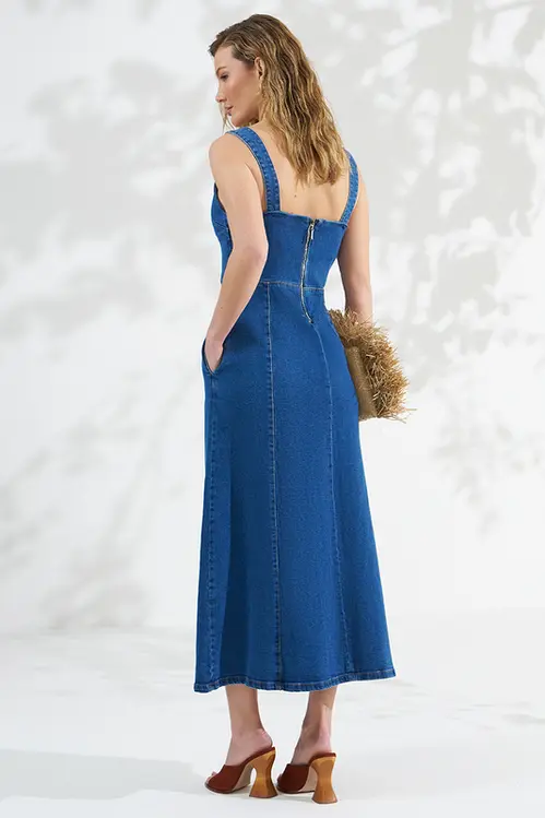 Vestido Jeans Super Midi Feminino VL5785