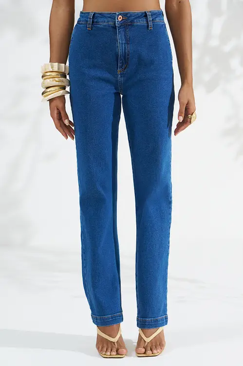 Calça Jeans Reta Clássica Feminina CLR5779