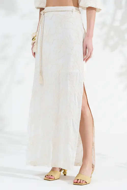 Saia Super Midi com Bordados Feminina SP5909