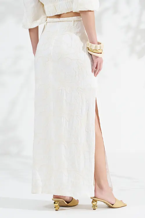 Saia Super Midi com Bordados Feminina SP5909