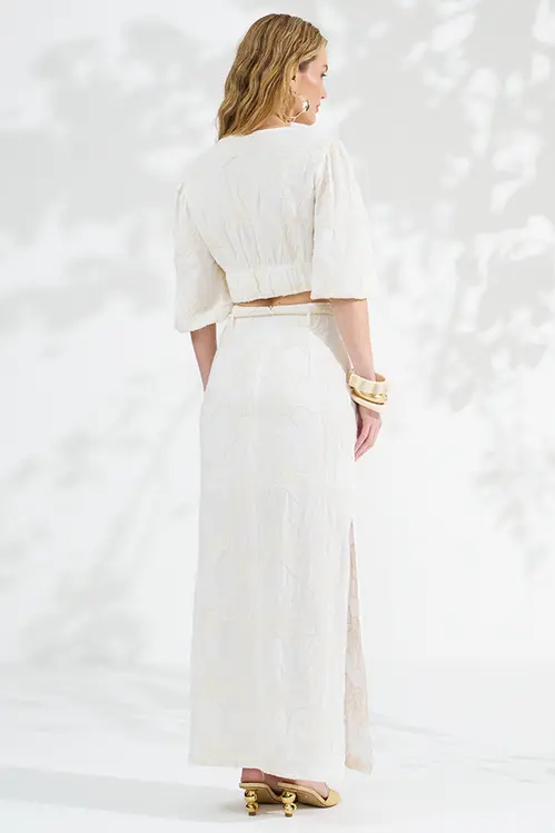 Saia Super Midi com Bordados Feminina SP5909