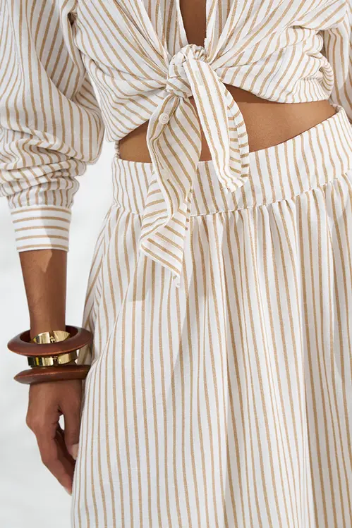 Saia Hiper Midi Listrada Alfaiataria Feminina SP5837