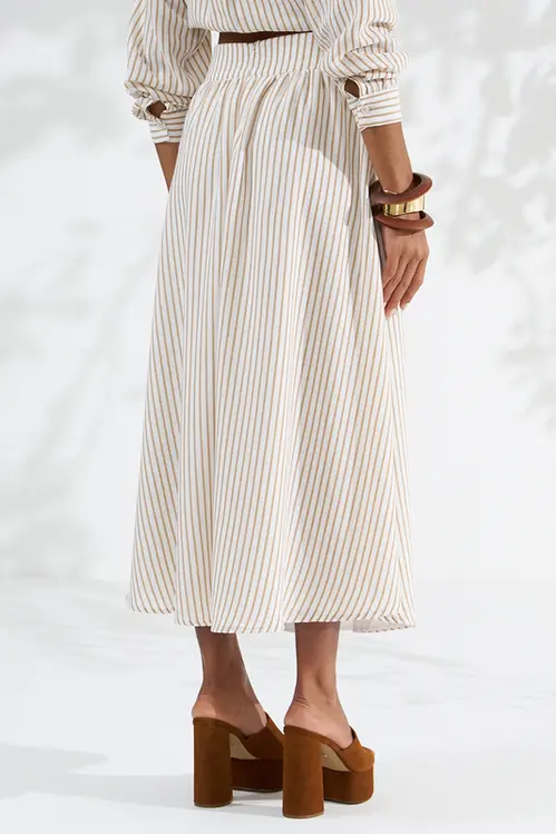 Saia Hiper Midi Listrada Alfaiataria Feminina SP5837