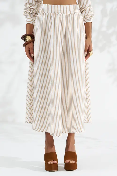 Saia Hiper Midi Listrada Alfaiataria Feminina SP5837