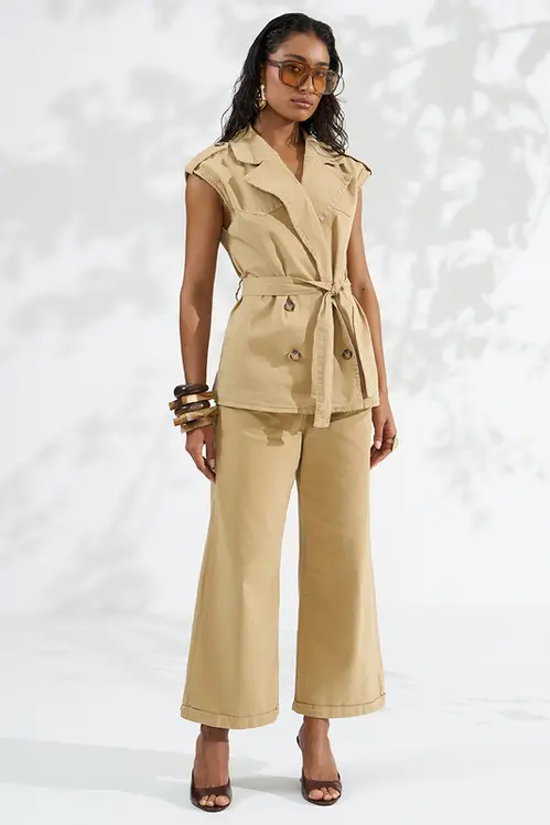 Calça Sarja Wide Leg Cropped Feminina CLM5825