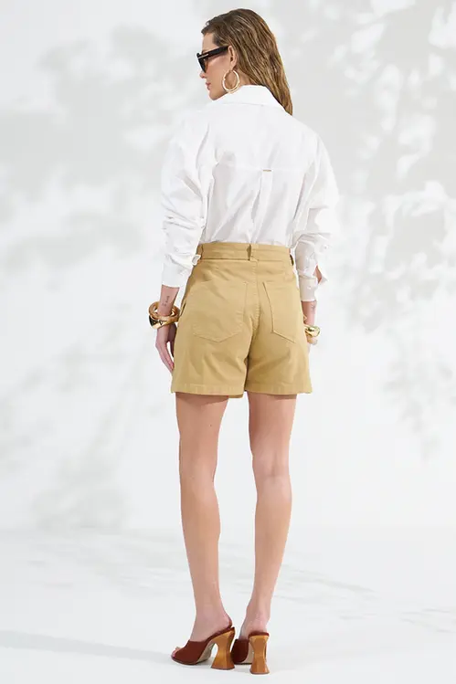 Shorts Saia Sarja Alfaiataria Feminina HLM5827