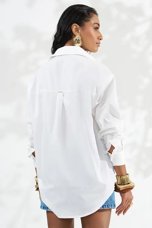 Camisa Over em Tricoline Alfaiataria Feminina YP5861